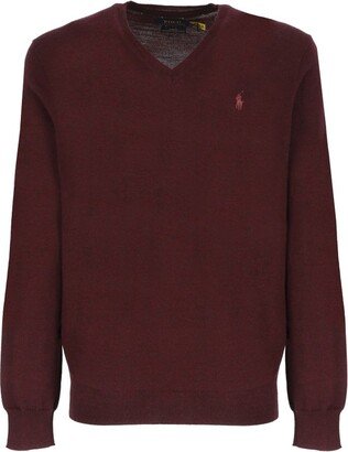 Polo Logo Embroidered V-Neck Jumper