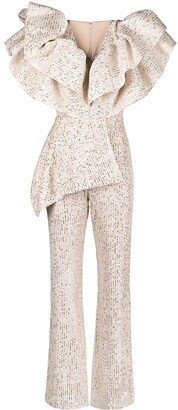 Sequinnd Ruffled Jumpsuit