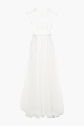 Gardenia embellished glittered tulle bridal gown