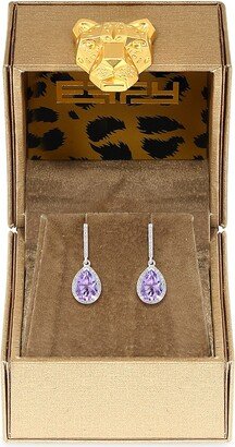 Golden Finds 14K White Gold, Amethyst & Diamond Drop Earrings