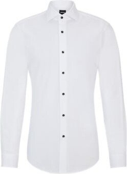 Slim-fit dress shirt in easy-iron stretch cotton