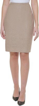 Petites Womens Knit Midi Pencil Skirt