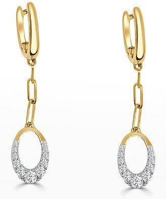 Small Oval Clip Diamond Hanging Earrings