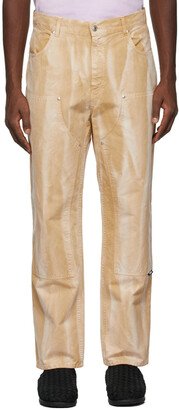 Beige Tie-Dye Denim Pants