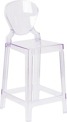 Emma+oliver Ghost Counter Stool In Transparent Crystal With Tear Back