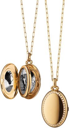 18K Yellow Gold Four Image Midi Diamond Locket Necklace