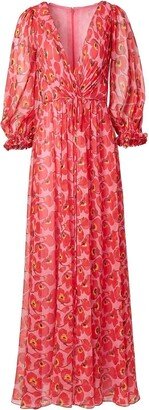 Poppy-Print Midi Dress-AA