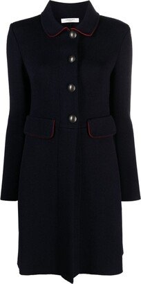 Contrast-Trim Wool Coat