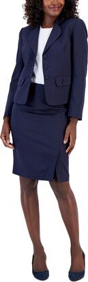 Women's Check Three-Button Jacket & Skirt Suit, Regular and Petite Sizes