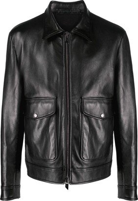 Leather Zip-Up Jacket-AC