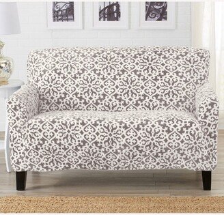 Great Bay Home Stretch Velvet-Plush Washable Loveseat Slipcover (Loveseat, Wild Dove Grey - Snowflake)