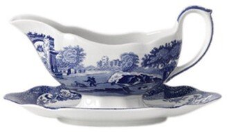 Blue Italian Gravy Boat with Stand