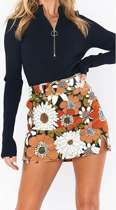 Tyra Belted Skirt (Hutton Floral Corduroy) Women's Skirt