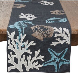 Saro Lifestyle Sea Life Print Table Runner