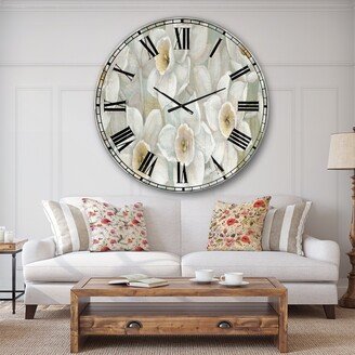 Designart 'Pure Pastel White flowers' Farmhouse Wall CLock