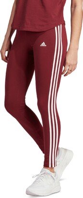 Women's Essentials 3-Stripe Full Length Cotton Leggings, Xs-4X - Shadow Red/white