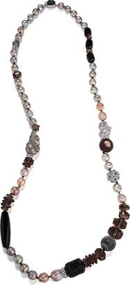 Multi-Hued Pearls & Mixed Gemstones Necklace, 40L