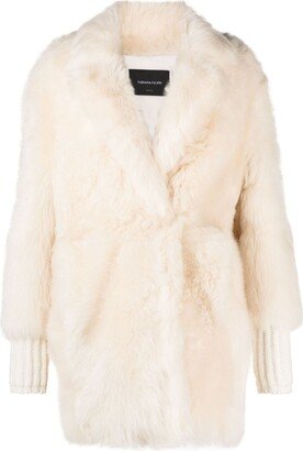 Single-Breasted Faux-Fur Coat-AH