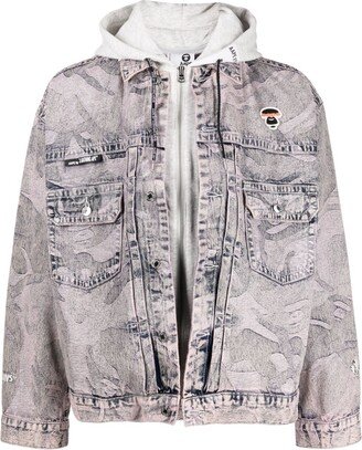 Double-Layer Hooded Denim Jacket