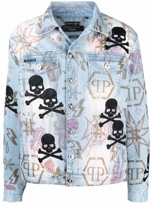 Logo-Graphic Print Denim Jacket