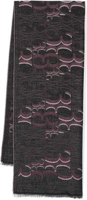 Jacquard-Logo Virgin-Wool Scarf