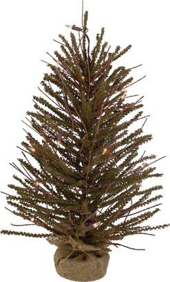 Northlight 2' Prelit Artificial Christmas Tree Warsaw Twig in Burlap Base - Clear Lights