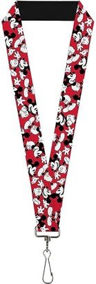 Buckle-Down Lanyard-1.0-Mickey Mouse Poses Scattered Red/Black/White (Multicolor) Findings