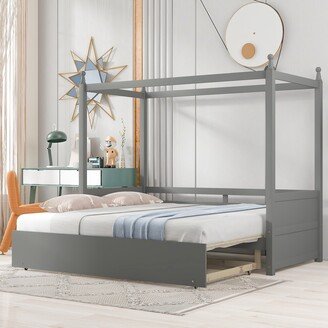 TOSWIN Twin Size Canopy Daybed or Pull-out Platform Bed-AA