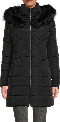 Faux Fur Trim Parka Coat