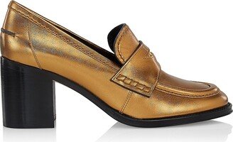 Metallic Leather Penny Loafers