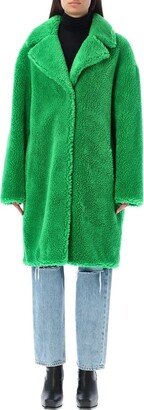 Faux Shearling Single-Breasted Long-Sleeved Coat