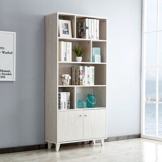 White Wash 68'' H x 31.5'' W Standard Bookcase with Doors