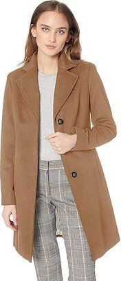 Womens Classic Cashmere Wool Blend Coat (Camel) Women's Coat