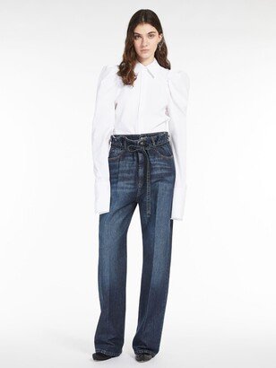 Wide-fit belted jeans