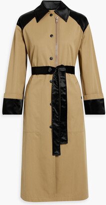 Satin-paneled cotton-canvas trench coat