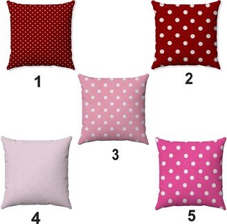 Polka Dotted Pillow - Premier Prints Micro Pink -Lipstick Red Cotton Fabric