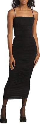 Ruched Slip Midi-Dress