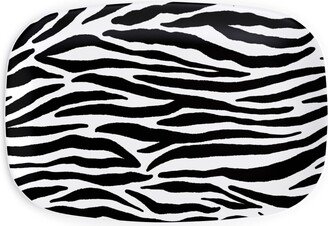 Serving Platters: Zebra Print - Black And White Serving Platter, Black