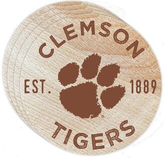 Clemson Tigers Wood Coaster Engraved 4-Pack