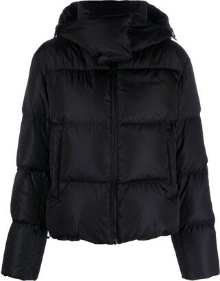 Diag-print puffer jacket