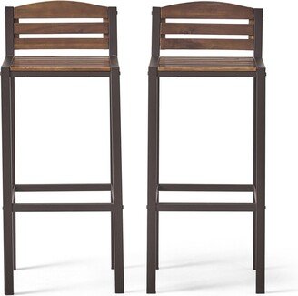 Milos Outdoor Acacia Wood Barstool