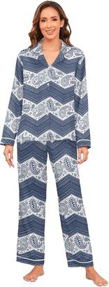 vvfelixl Women Pajama Sets Boho Paisley Satin Pajama Set for Women Long Sleeve 2 Piece Pj Set for Women S Multicolored