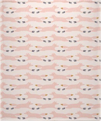 Fleece Photo Blankets: Leaping Fox - Pink Blanket, Fleece, 50X60, Pink