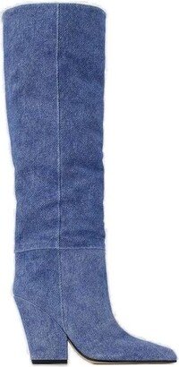 Denim Knee-High Boots