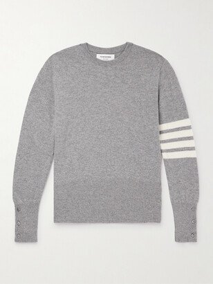 Slim-Fit Striped Grosgrain-Trimmed Cashmere Sweater-AA