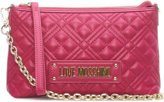 Logo Lettering Quilted Clutch Bag