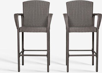 Westintrends Outdoor Wicker Bar Stools Set of 2