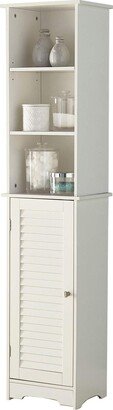 EPOWP Tall Cabinet, Home Linen Cabinet, Bathroom Storage Cabinet, White