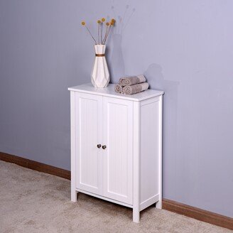 White Bathroom Storage Floor Cabinet, with Adjustable Shelf