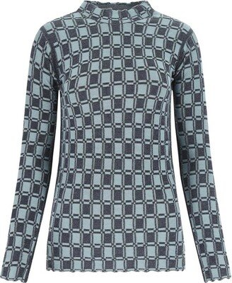 Geometric-Printed Crewneck Jumper